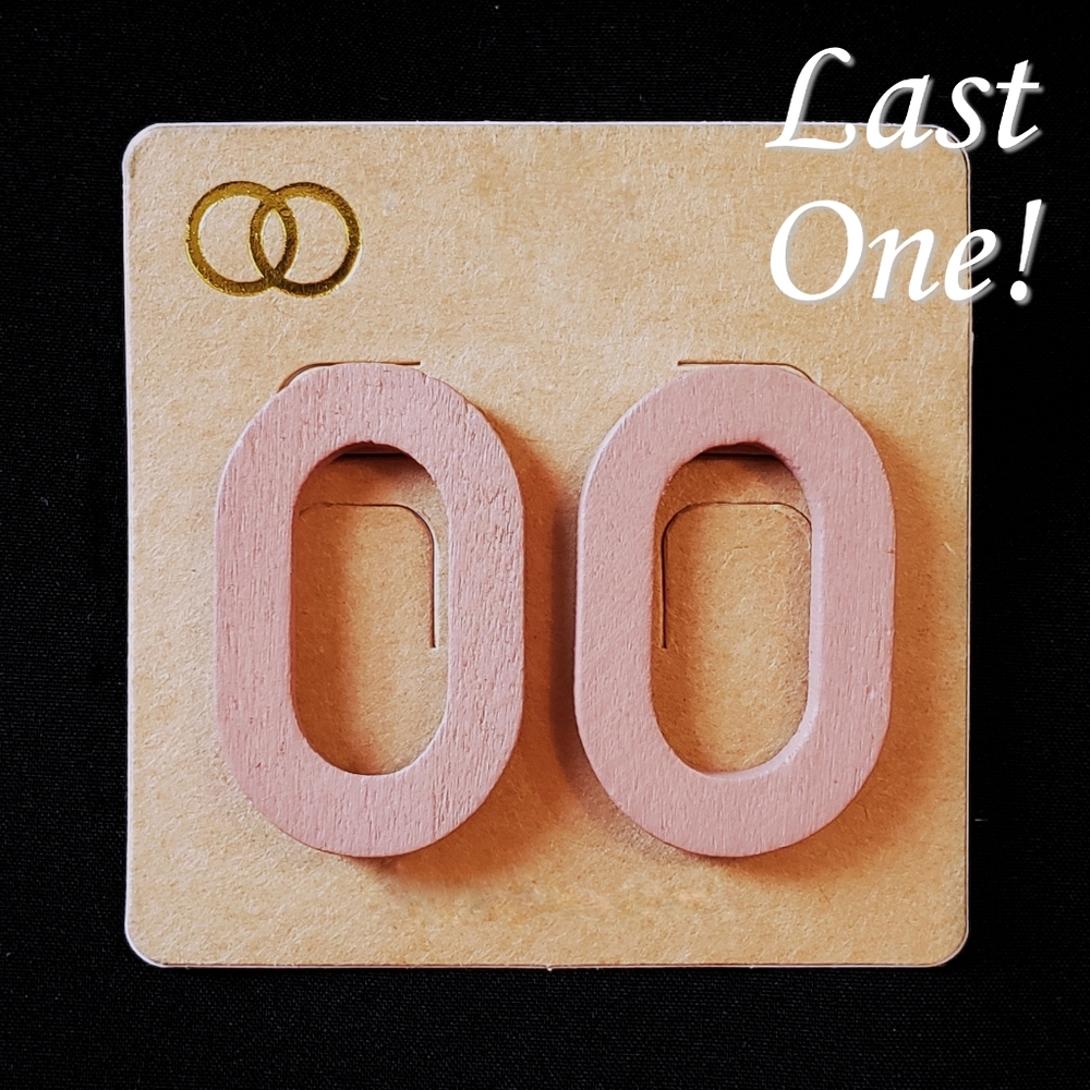 Pink Wood Oval Cut-Out Earrings